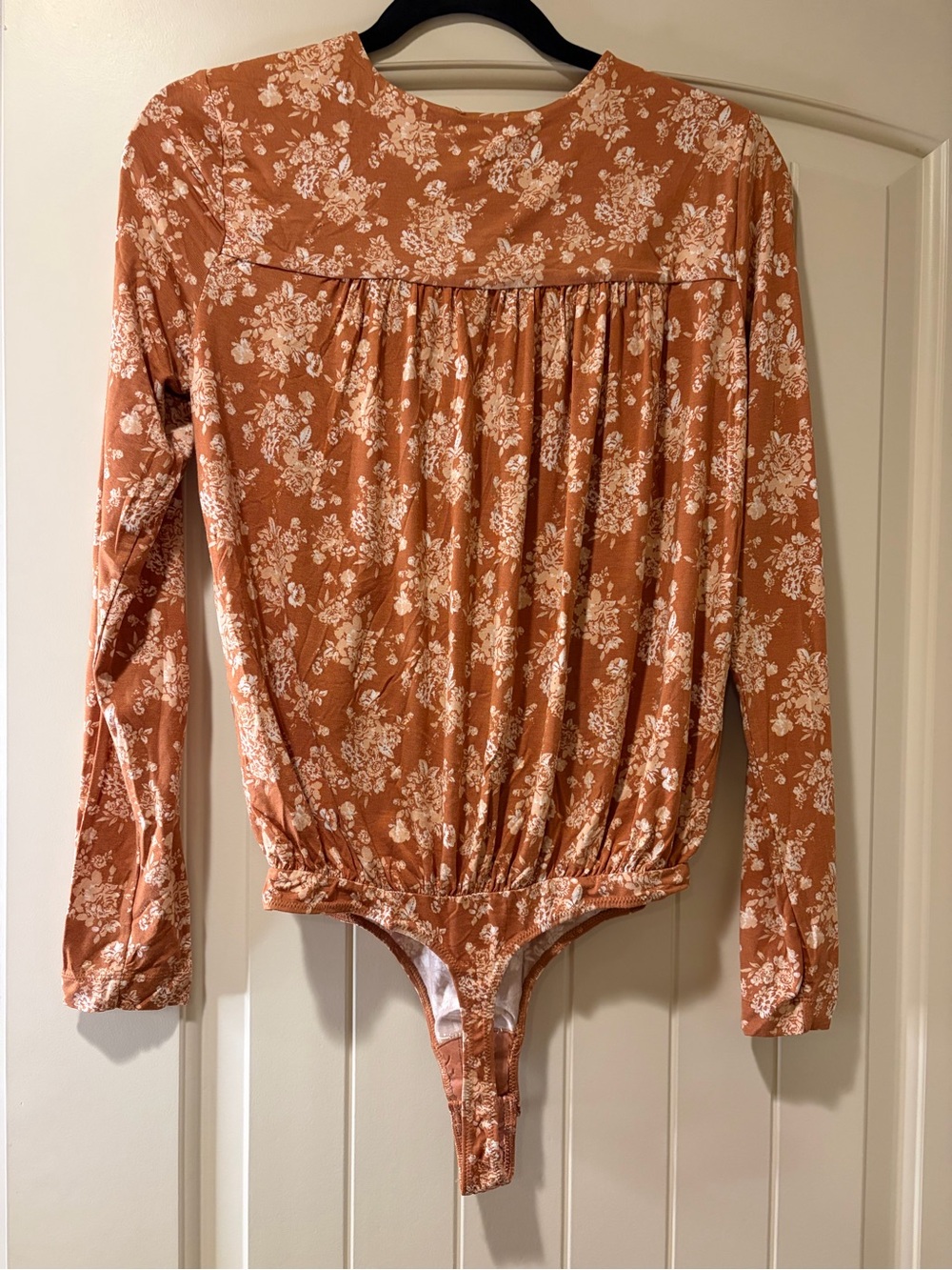Free People Floral Wrap Long-Sleeve Bodysuit in Rust - Picture 4 of 7